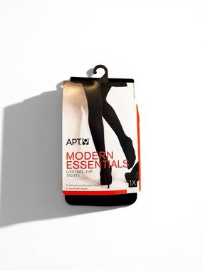NWT Apt 9 1X Black Control Top Tights Modern Essentials Plus Size Hosiery